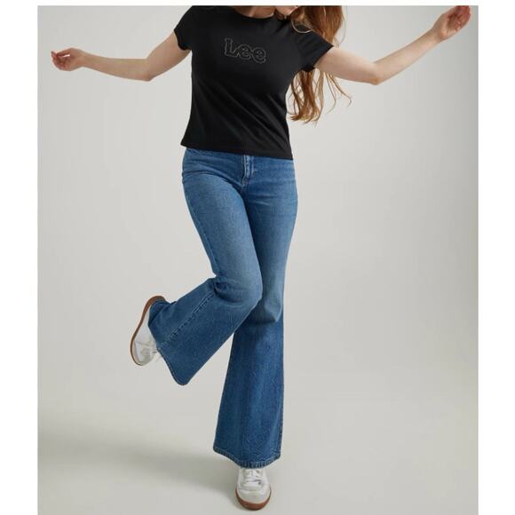 Fashion Bug 90's Y2k Hip Huggers High Rise Flare Leg Women Jeans Blue Size 10 - Picture 1 of 13